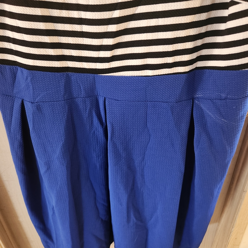 Jonathan Martin Black and Blue Striped Midi Dress - Picture 4 of 5